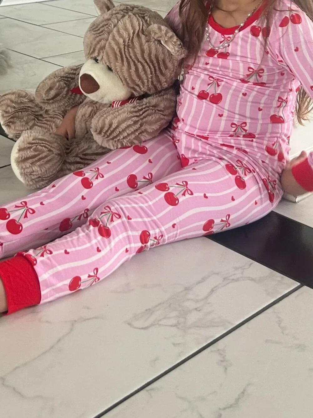 Cherry Hearts Bamboo Toddler Pajamas 5T | Cherry Print 2-Piece Set NWT